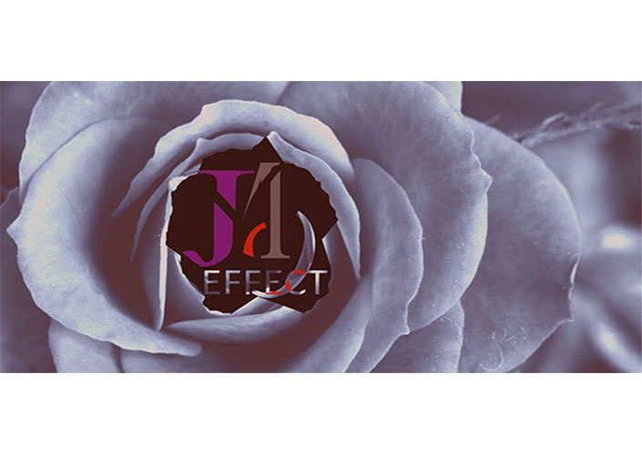 logo of single bloom rose with the word The JMO Effect written in illustrated broken text over top